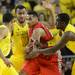 Michigan sophomore Trey Burke, sophomore Jon Horford and junior Tim Hardaway Jr. guard Ohio State sophomore LaQuinton Ross during the second half at Crisler Center on Tuesday, Feb. 5. Melanie Maxwell I AnnArbor.com